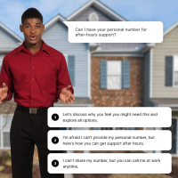 Young man standing with arms forward palms showing open gesture 